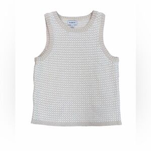 Evereve Tatum Textured Tank Sweater Vest Woven Crochet Cream Beige Size Large